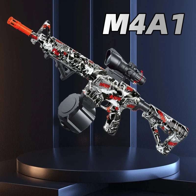 M416 Toy Gun 7.4V High-speed Burst Gel Ball With Orange Plug And Double Magazine For Outdoor Interactive Parent-child Games.